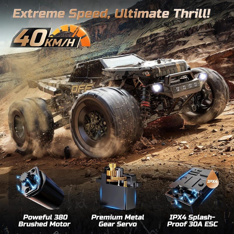 DEERC 9309E All Terrain Fast RC Cars for Adults 40KPH,4WD Electric Off-Road Remote Control Monster Truck,2.4Ghz High Speed Car,Waterproof Monster Truck with 2 Batteries for Boys & Kids - Image 3